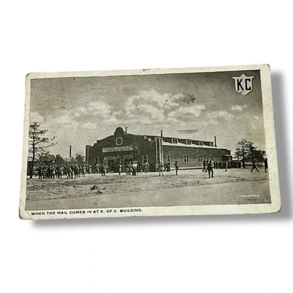 Postcard World War I Military Knights of Columbus Bldg Camp Dodge Iowa 1918 C316